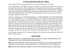 Quyết định 36/2010/QĐ-UBND giao dự toán thu ngân sách nhà nước Sóc Trăng 2011
