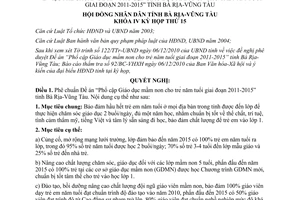 Nghị quyết 20/2010/NQ-HĐND phê chuẩn Đề án Phổ cập Giáo dục mầm non cho trẻ