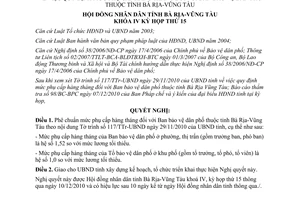 Nghị quyết 22/2010/NQ-HĐND quy định mức phụ cấp hàng tháng đối với Ban Bảo vệ