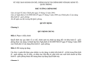 Quyết định 83/2010/QĐ-TTg cơ chế chính sách tài chính áp dụng Khu kinh tế quốc