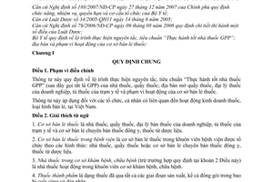 Thông tư 43/2010/TT-BYT lộ trình thực hiện nguyên tắc, tiêu chuẩn Thực hành tốt