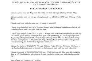 Quyết định 24/2010/QĐ-UBND mức phân bổ dự toán chi thường xuyên ngân sách địa phương 2011