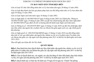 Quyết định 25/2010/QĐ-UBND phân cấp thu chi ngân sách Điện Biên