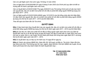 Quyết định 23/2010/QĐ-UBND vốn đầu tư phát triển bằng ngân sách nhà nước 2011 2015 Điện Biên