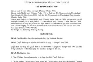 Quyết định 84/2010/QĐ-TTg Quy chế khai thác dầu khí