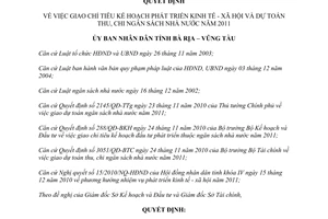 Quyết định 55/2010/QĐ-UBND giao chỉ tiêu kế hoạch phát triển kinh tế xã hội dự