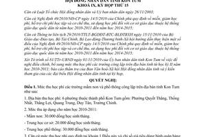 Nghị quyết 28/2010/NQ-HĐND học phí trường công lập Kon Tum