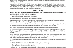 Nghị quyết 24/2010/NQ-HĐND hỗ trợ phát triển sản xuất nông lâm nghiệp thủy sản Yên Bái