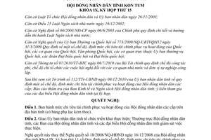Nghị quyết 33/2010/NQ-HĐND định mức chi tiêu tài chính hoạt động hội đồng nhân dân Kon Tum