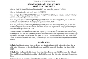 Nghị quyết 19/2010/NQ-HĐND phân bổ chi đầu tư phát triển thường xuyên phân cấp ngân sách Kon Tum