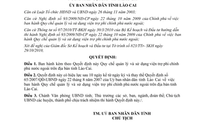 Quyết định 45/2010/QĐ-UBND quản lý  sử dụng viện trợ Phi Chính phủ Lào Cai