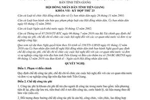 Nghị quyết 267/2010/NQ-HĐND chế độ công tác phí chi tổ chức hội nghị Tiền Giang