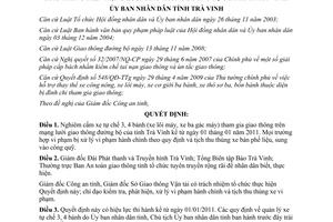 Quyết định 10/2010/QĐ-UBND cấm xe tự chế tham gia giao thông Trà Vinh