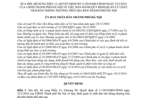 Quyết định 56/2010/QĐ-UBND sửa đổi Quyết định 11/2010/QĐ-UBND