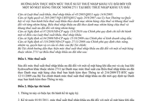 Thông tư 208/2010/TT-BTC hướng dẫn mức thuế suất thuế nhập khẩu ưu