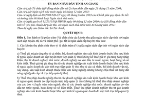 Quyết định 67/2010/QĐ-UBND tỷ lệ phần trăm (%) phân chia khoản thu giữa ngân