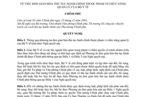 Nghị quyết 62/NQ-CP đơn giản hóa thủ tục hành chính