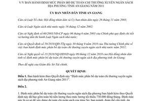 Quyết định 66/2010/QĐ-UBND dự toán chi ngân sách địa phương An Giang 2011