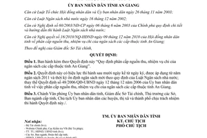 Quyết định 65/2010/QĐ-UBND phân cấp thu chi của ngân sách An Giang