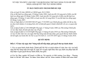 Quyết định 58/2010/QĐ-UBND tổ chức làm việc vào buổi sáng thứ bảy hàng tuần