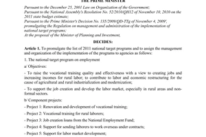 Decision No. 2331/QD-TTg promulgating the list of national target programs