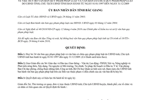 Quyết định 234/QĐ-UBND năm 2010 hủy bỏ văn bản quy phạm pháp luật tỉnh Bắc Giang