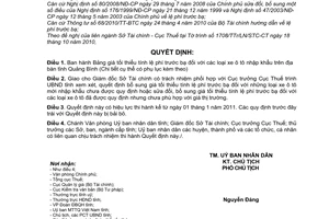 Quyết định 22/2010/QĐ-UBND Bảng giá tối thiểu tính lệ phí trước bạ