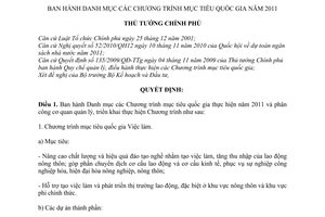 Quyết định 2331/QĐ-TTg Danh mục Chương trình mục tiêu quốc gia