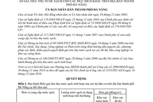 Quyết định 46/2010/QĐ-UBND biểu giá tiêu thụ nước sạch sinh hoạt