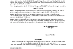 Quyết định 49/2010/QĐ-UBND phân cấp thu chi ngân sách các cấp Thừa Thiên Huế