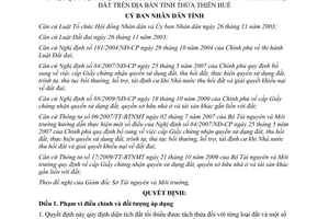 Quyết định 50/2010/QĐ-UBND diện tích tối thiểu được tách thửa từng loại đất Huế
