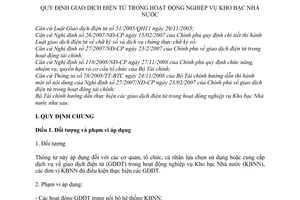 Thông tư 209/2010/TT-BTC  giao dịch điện tử trong hoạt động nghiệp vụ kho bạc