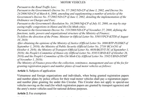 Circular No. 212/2010/TT-BTC prescribing the collection, remittance, management