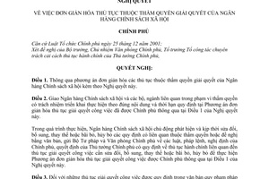 Nghị quyết 64/NQ-CP đơn giản hóa thủ tục  Ngân hàng Chính sách xã hội