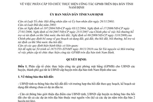 Quyết định 33/2010/QĐ-UBND phân cấp tổ chức thực hiện công tác giải phóng