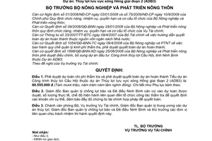 Quyết định 2005/QĐ-BNN-TC  phê duyệt dự toán chi phí thẩm tra