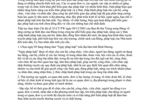 Chỉ thị 04/2010/CT-UBND tổ chức thực hiện Ngày pháp luật tỉnh Bình Dương