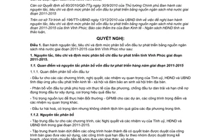 Nghị quyết 24/2010/NQ-HĐND định mức phân bổ vốn đầu tư phát triển Vĩnh Phúc