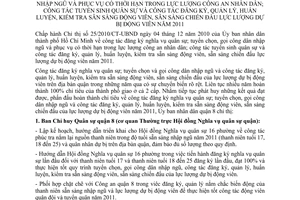 Chỉ thị 05/2010/CT-UBND công tác đăng ký nghĩa vụ quân sự; tuyển chọn