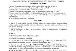 Decision No. 86/2010/QD-TTg On Promulgating Financial Regulation