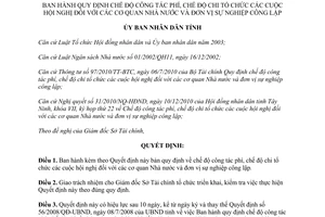 Quyết định 59/2010/QĐ-UBND chế độ công tác phí chi tổ chức các cuộc hội nghị tỉnh Tây Ninh