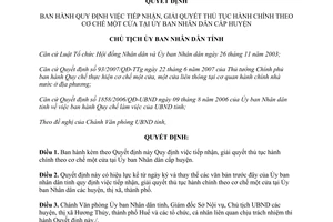 Quyết định 2651/QĐ-UBND tiếp nhận giải quyết thủ tục hành chính cơ chế một cửa ủy ban huyện Thừa Thiên Huế