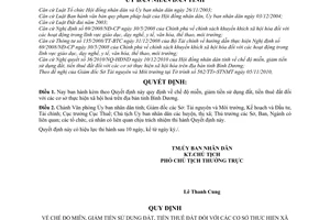 Quyết định 46/2010/QĐ-UBND  chế độ miễn giảm tiền sử dụng đất, thuê