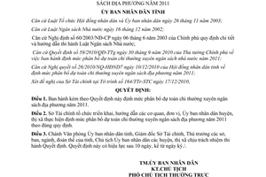 Quyết định 54/2010/QĐ-UBND phân bổ dự toán chi thường xuyên ngân sách địa phương 2011 Bình Dương