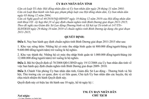 Quyết định 49/2010/QĐ-UBND chuẩn nghèo tỉnh Bình Dương