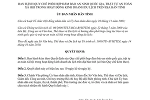 Quyết định 36/2010/QĐ-UBND Quy chế phối hợp đảm bảo an ninh quốc gia trật tự