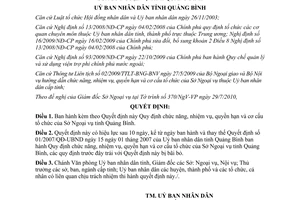 Quyết định 15/2010/QĐ-UBND chức năng nhiệm vụ quyền hạn Sở Ngoại vụ Quảng Bình