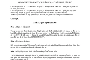 Thông tư 22/2010/TT-BKH  định mức chi phí giám sát, đánh giá đầu tư