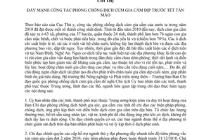 Chỉ thị 4025/CT-BNN-TY  đẩy mạnh công tác phòng chống dịch cúm gia cầm