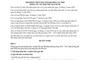 Nghị quyết 23/2010/NQ-HĐND chủ trương khai thác phát triển quỹ đất Cần Thơ